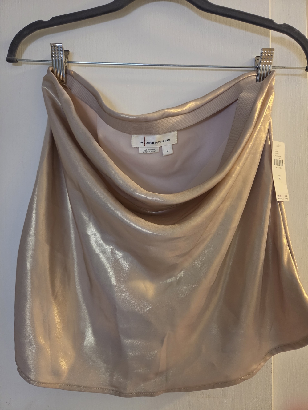 Anthropologie  Cowl Neck Satin Top -Pearl